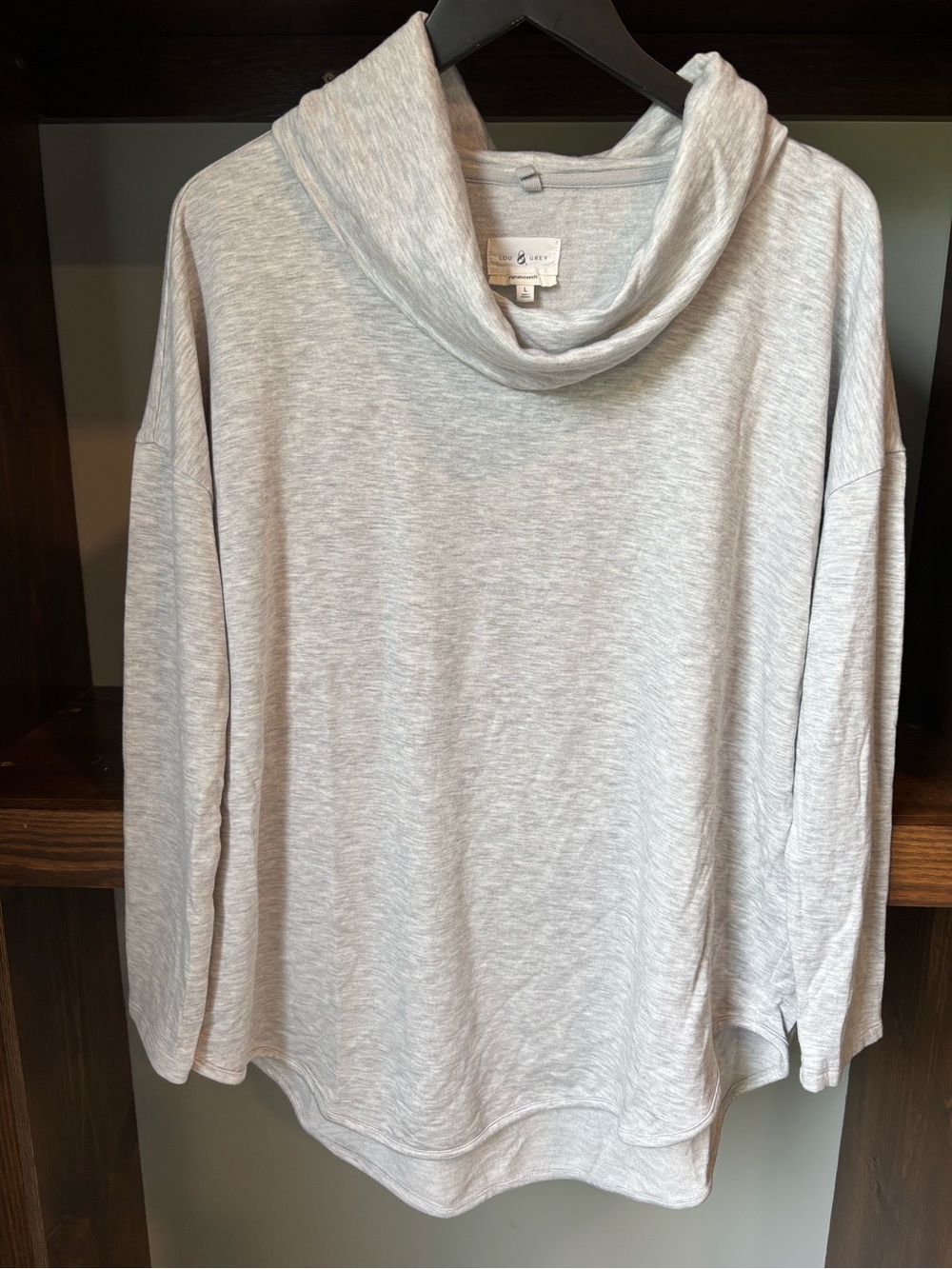 Lou & Grey Heather Light Gray Cowl Neck Pullover